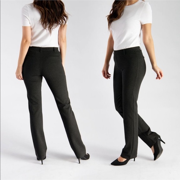Betabrand Straight-Leg Classic Dress Pant Yoga Pants Charcoal Petite - Picture 1 of 6